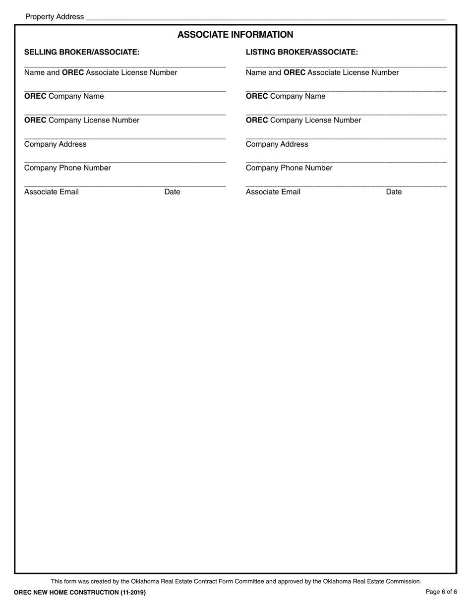 Oklahoma Oklahoma Uniform Contract of Sale of Real Estate New Home