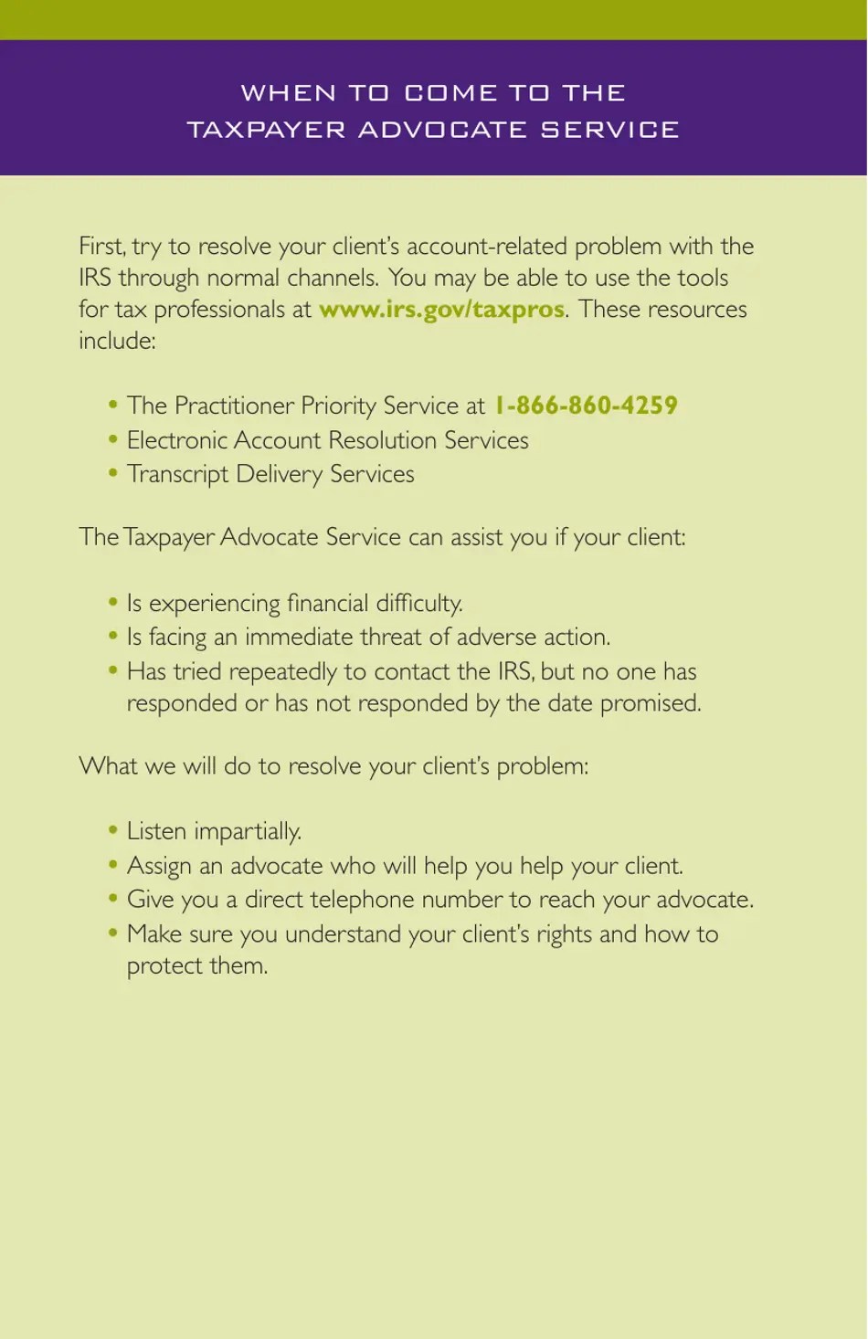 IRS Publication 1546 the Taxpayer Advocate Service Is Here to Help