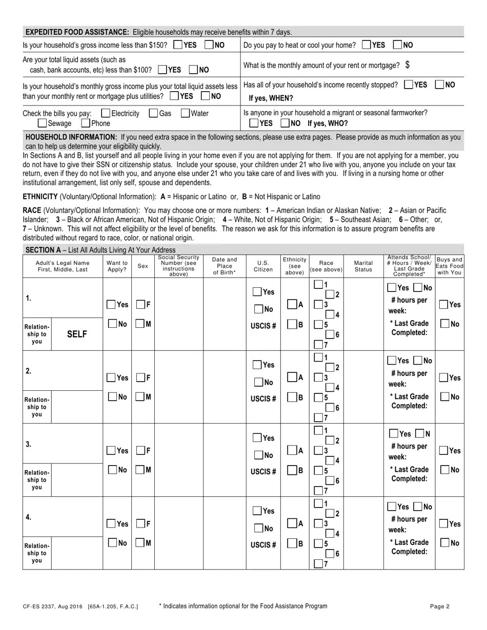 Form CFES2337 Fill Out, Sign Online and Download Printable PDF