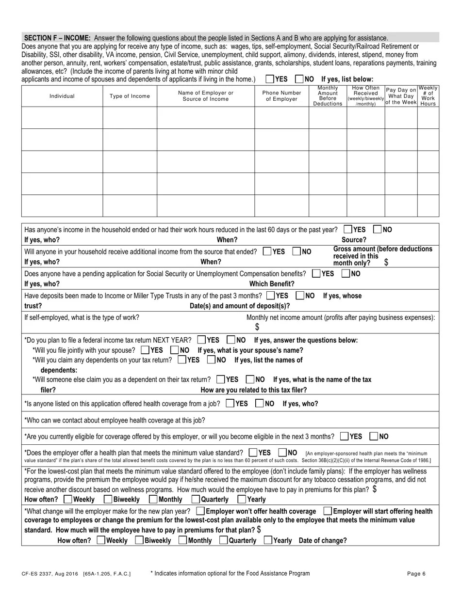 Form CFES2337 Fill Out, Sign Online and Download Printable PDF