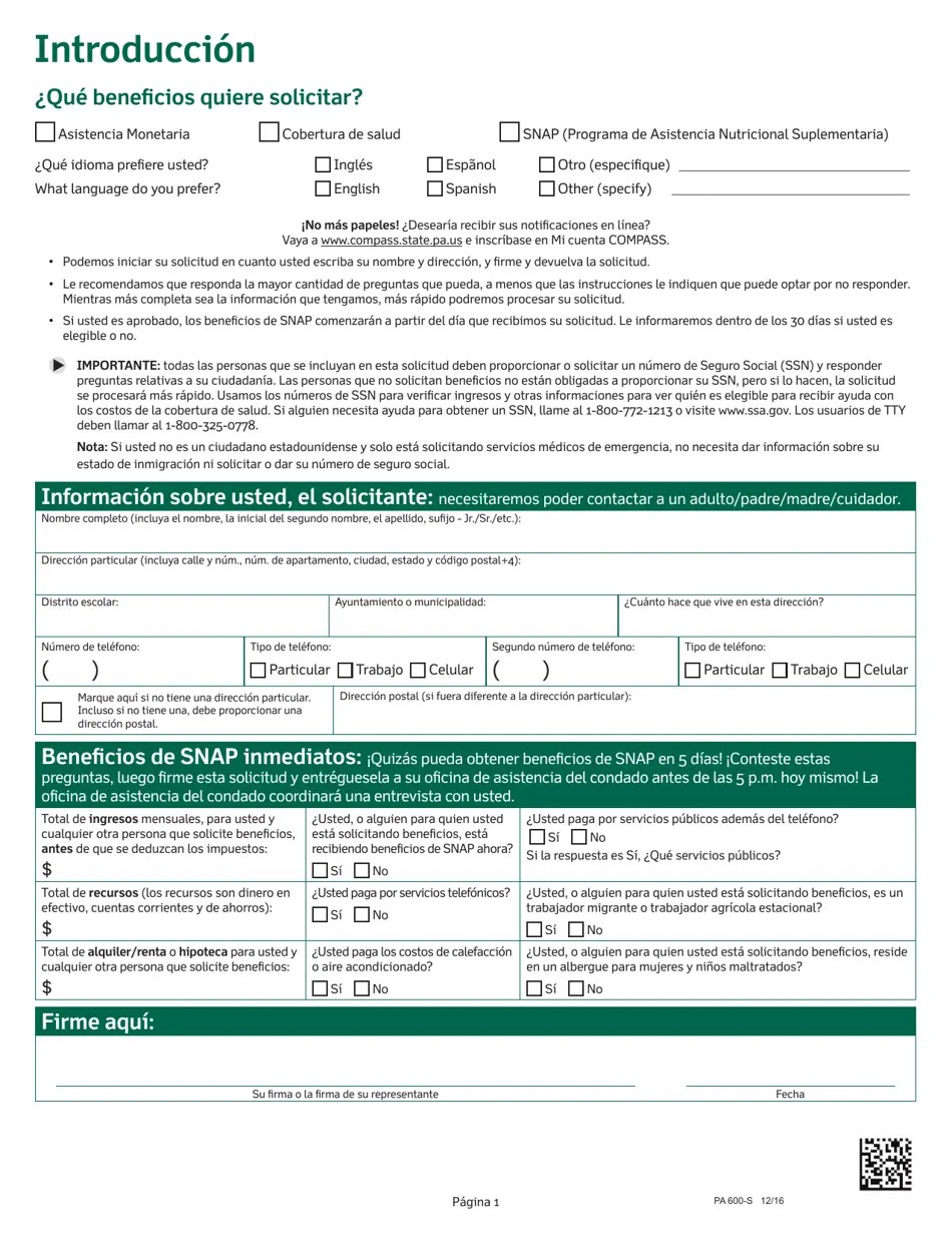 Formulario PA600S Fill Out, Sign Online and Download Printable PDF