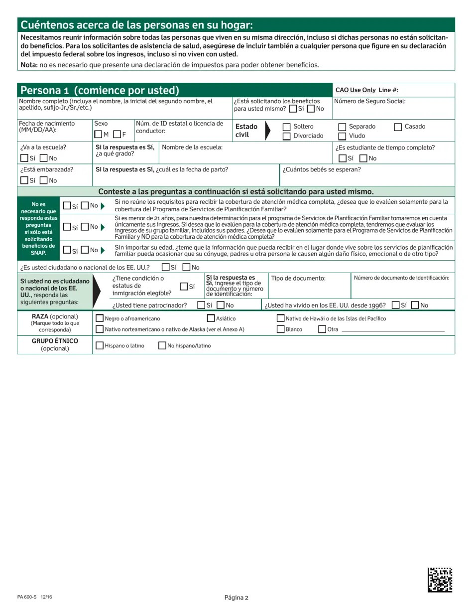Formulario PA600S Fill Out, Sign Online and Download Printable PDF