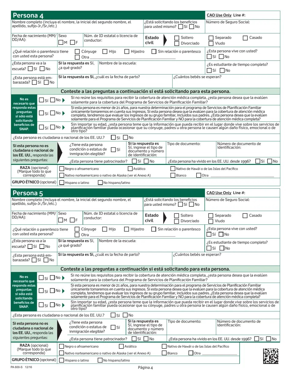 Formulario PA600S Fill Out, Sign Online and Download Printable PDF