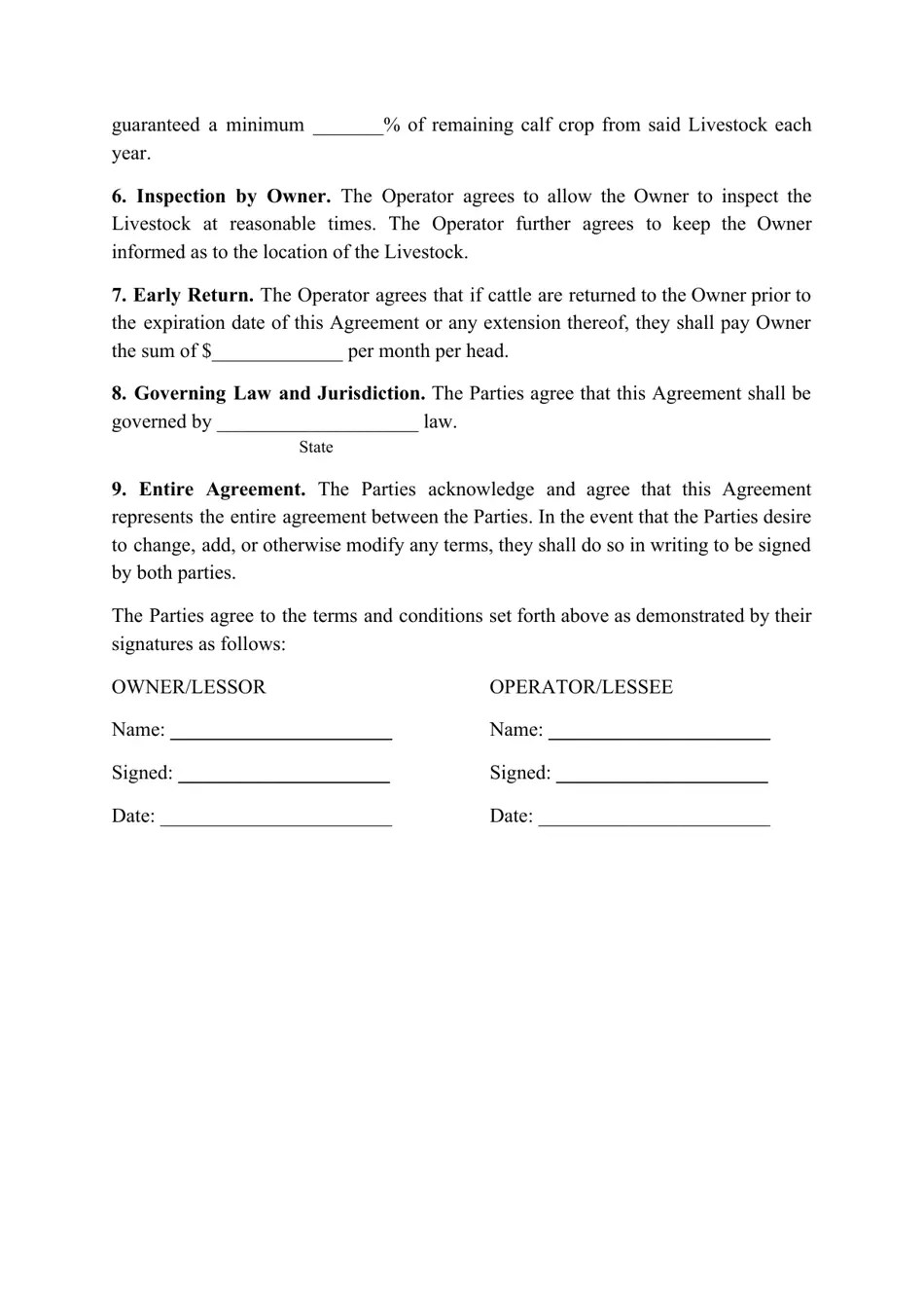 Livestock Lease Agreement Template Fill Out, Sign Online and Download PDF Templateroller