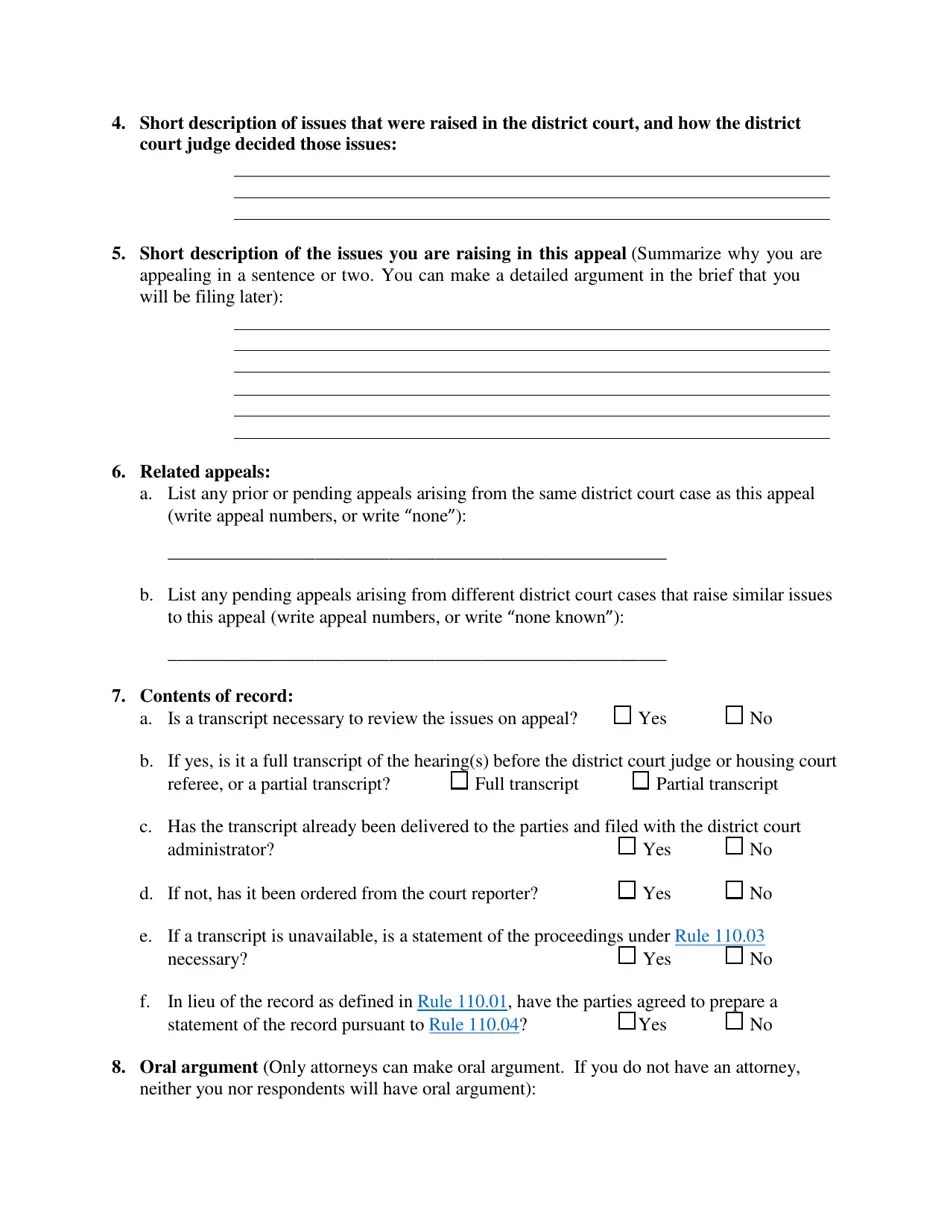 Minnesota Filing an Eviction Appeal at the Minnesota Court of Appeals