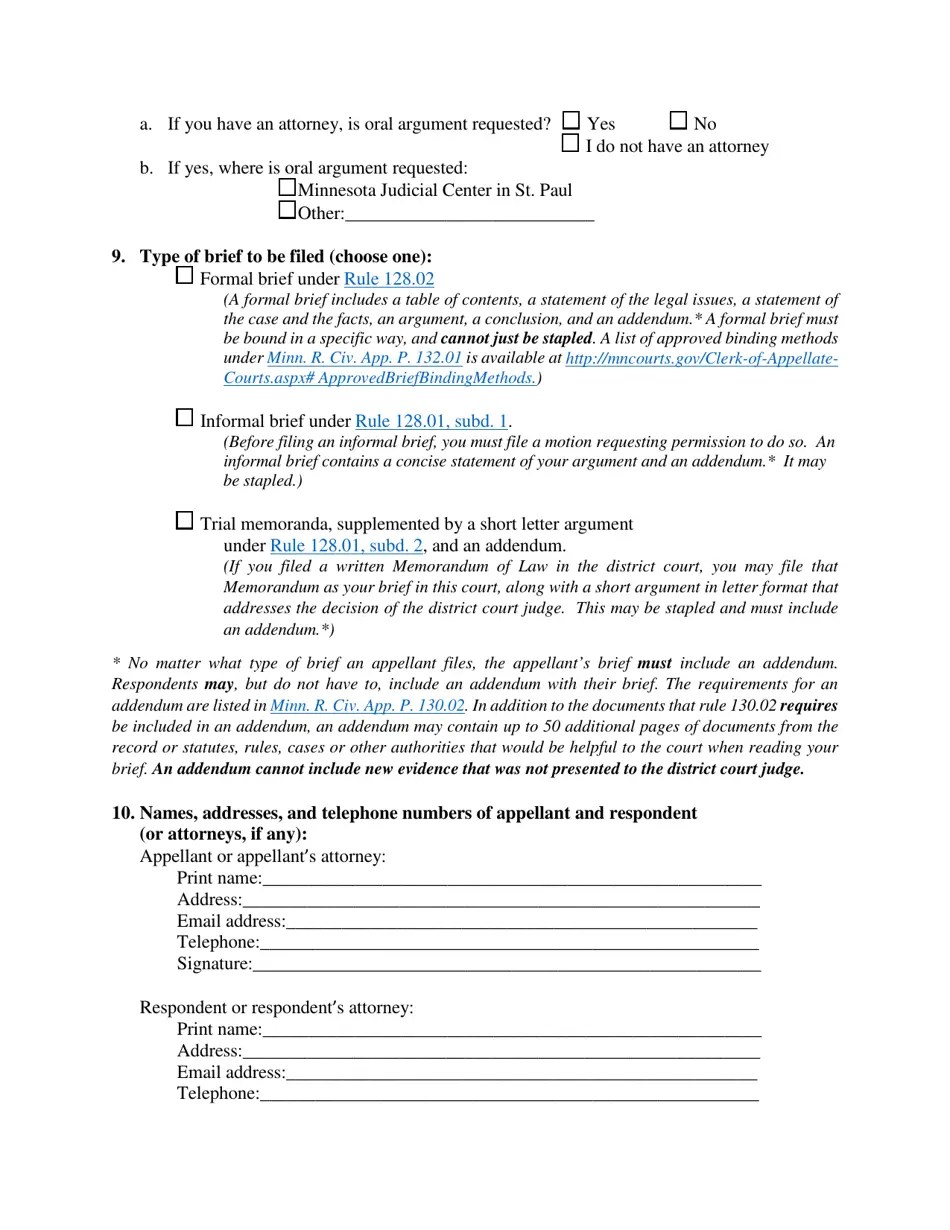 Minnesota Filing an Eviction Appeal at the Minnesota Court of Appeals