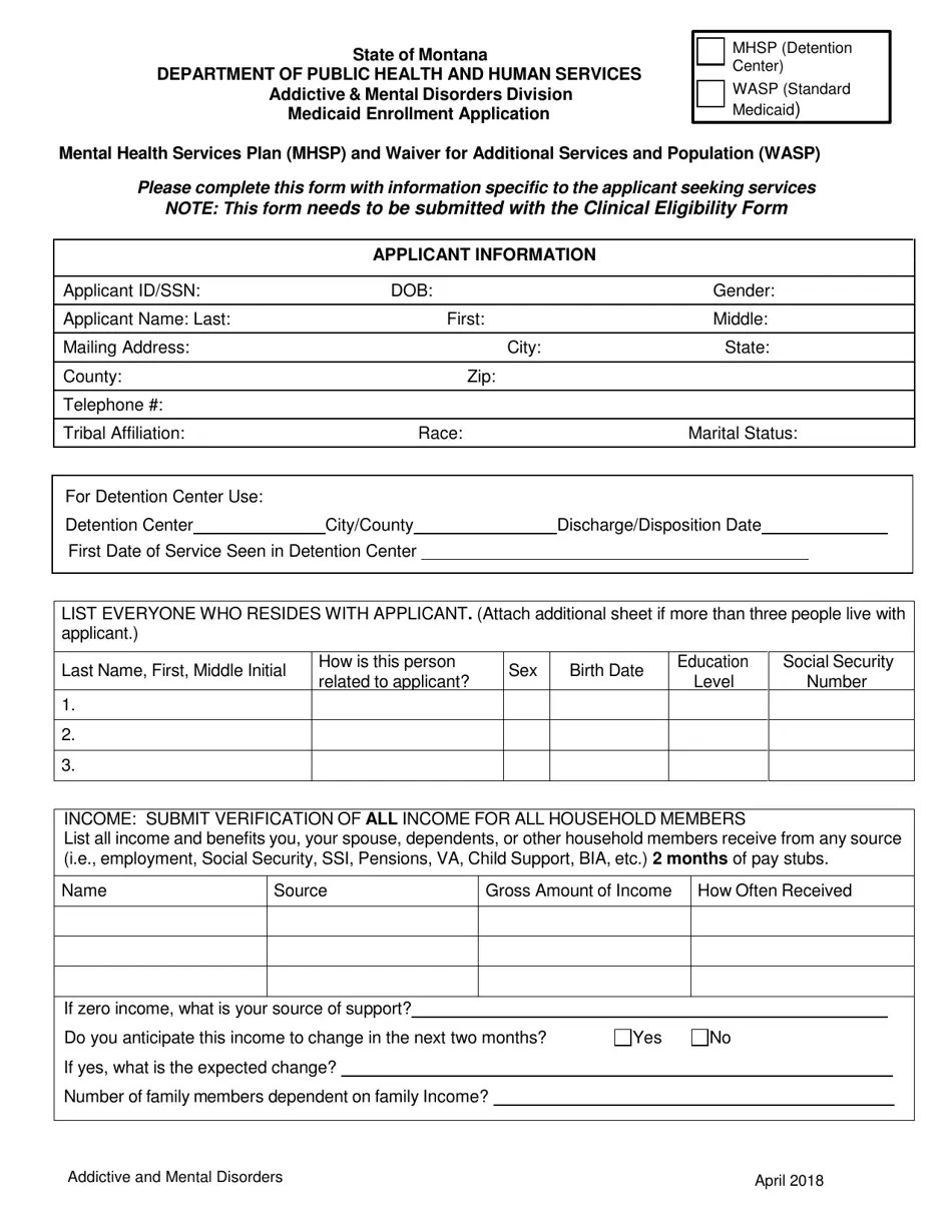 Montana Medicaid Enrollment Application Fill Out, Sign Online and