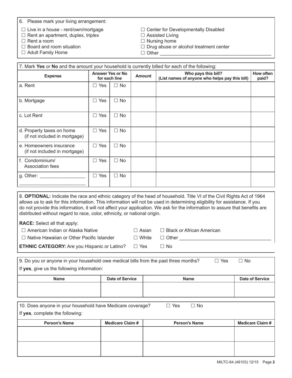 Form MILTC64 Download Fillable PDF or Fill Online Application for