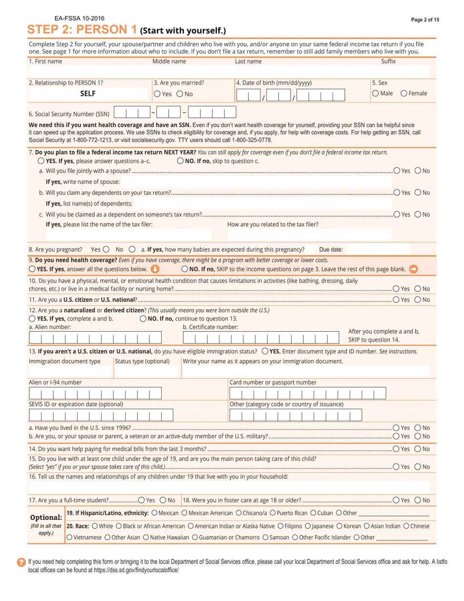 Form EAFSSA Download Fillable PDF or Fill Online Application for South Dakota Medicaid/Chip