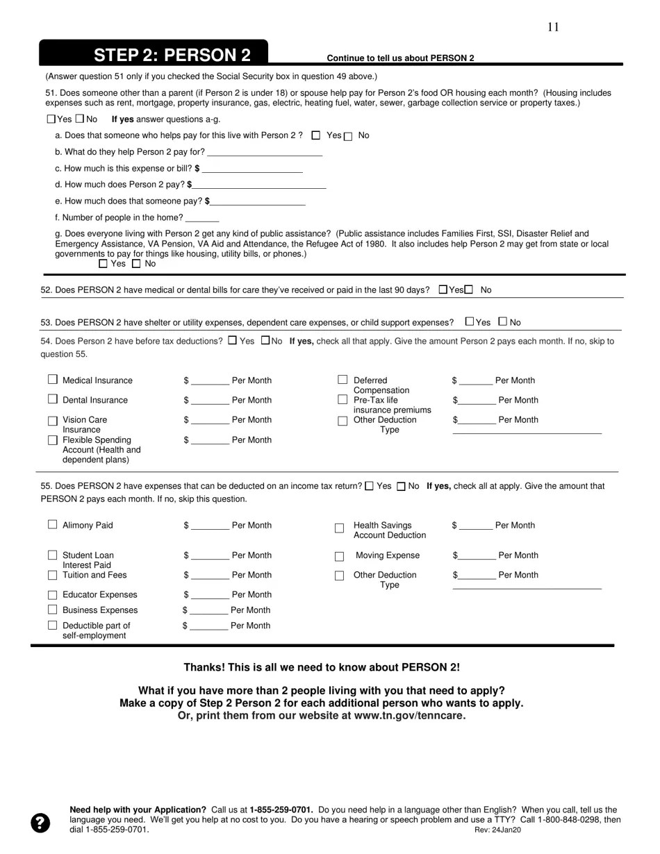 Tennessee Application for Health Coverage & Help Paying Costs Fill