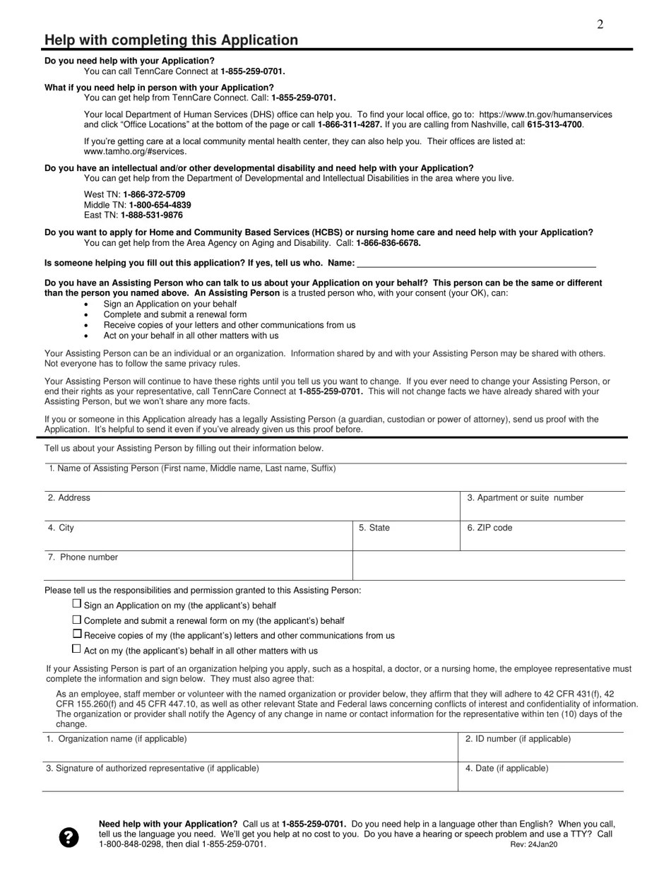 Tennessee Application for Health Coverage & Help Paying Costs Fill