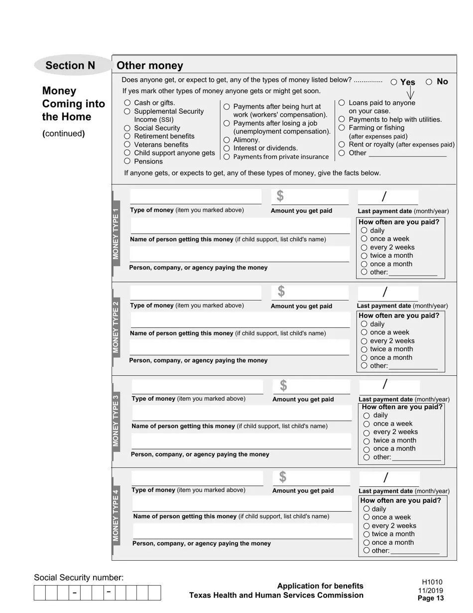 Form H1010 Fill Out, Sign Online and Download Printable PDF, Texas