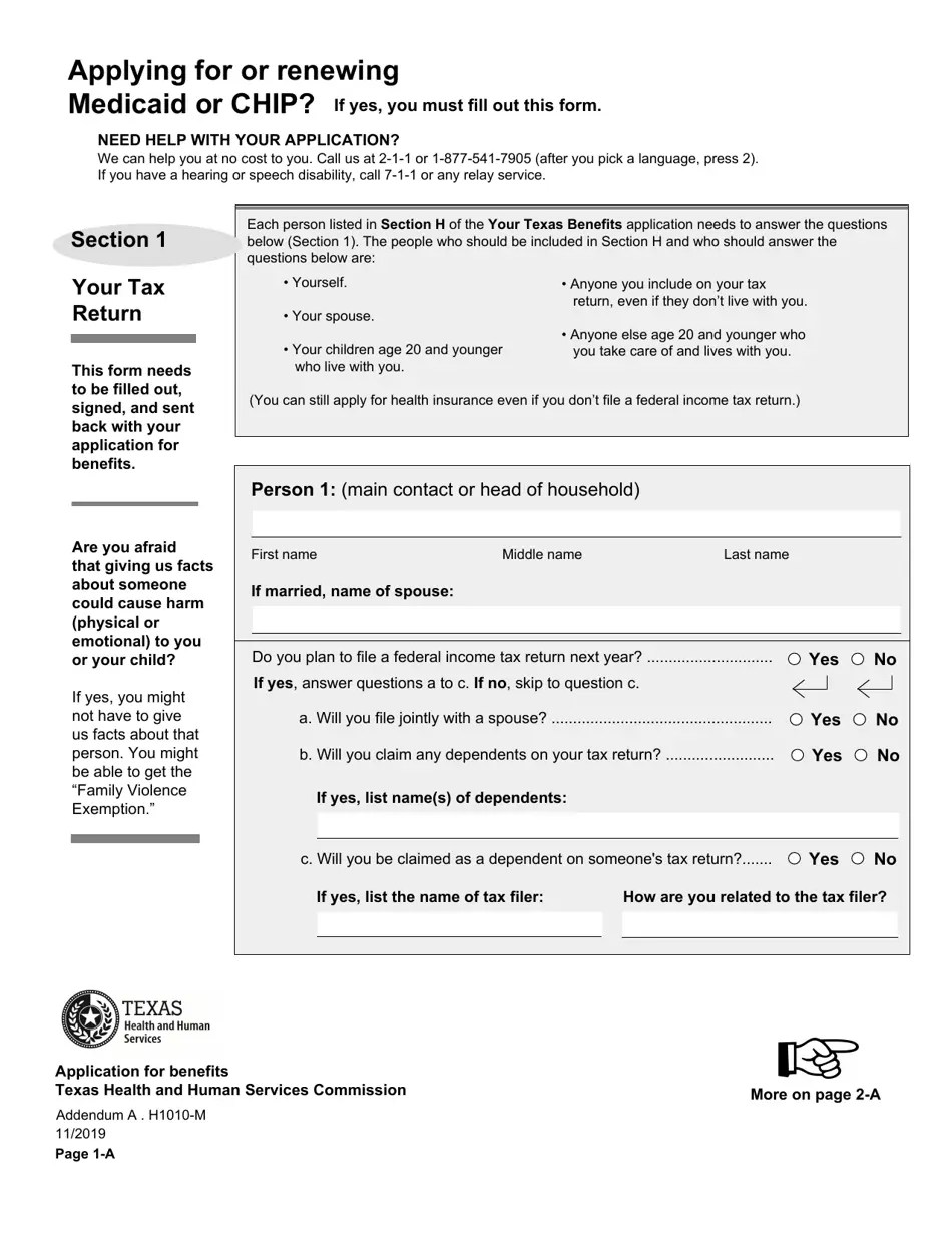 Form H1010 Fill Out, Sign Online and Download Printable PDF, Texas