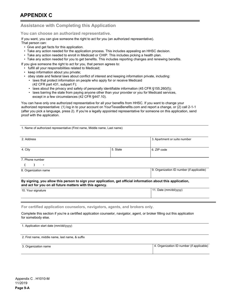 Form H1010 Fill Out, Sign Online and Download Printable PDF, Texas