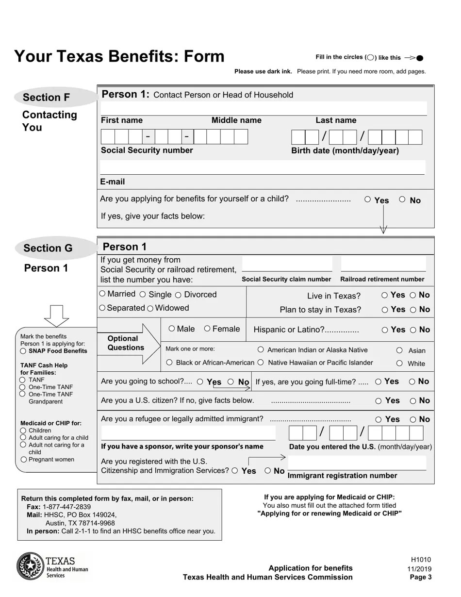 Form H1010 Fill Out, Sign Online and Download Printable PDF, Texas