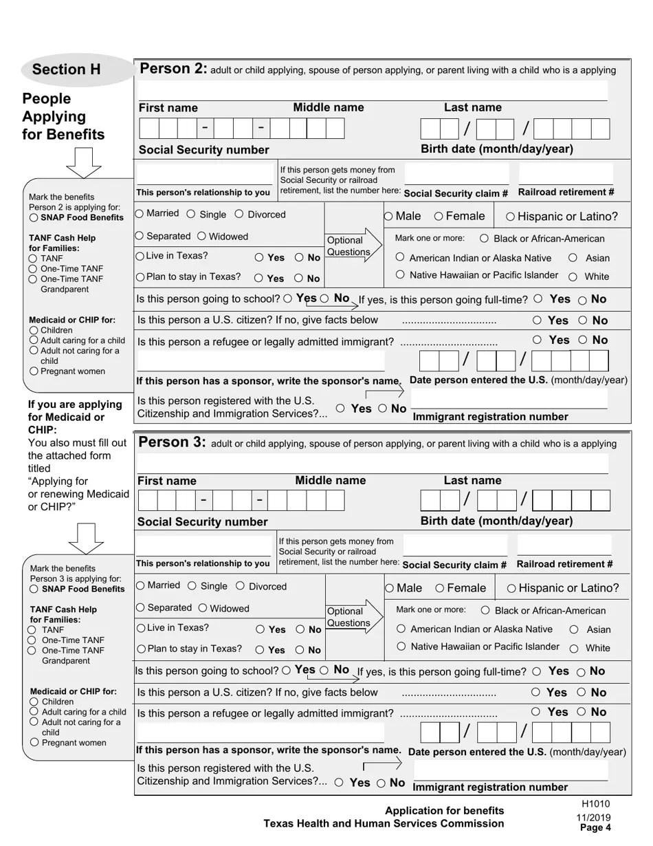 Form H1010 Fill Out, Sign Online and Download Printable PDF, Texas