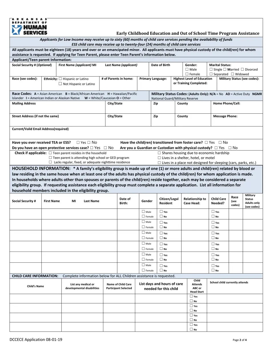 Arkansas Child Care Assistance Application Fill Out, Sign Online and