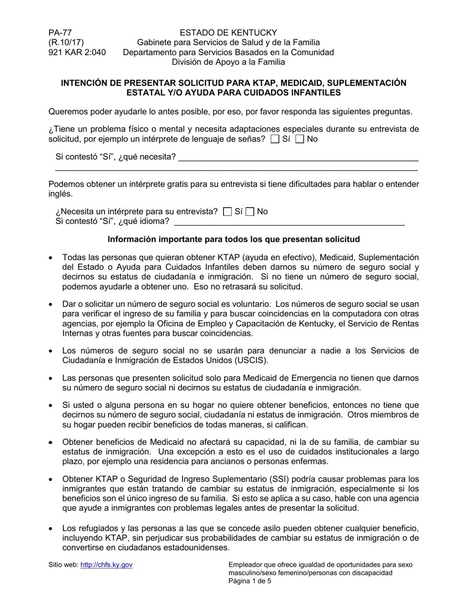 Formulario PA77 Fill Out, Sign Online and Download Printable PDF