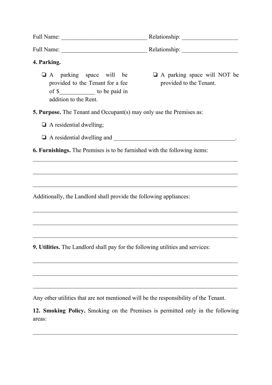 North Carolina Residential Rental Agreement Template Fill Out, Sign