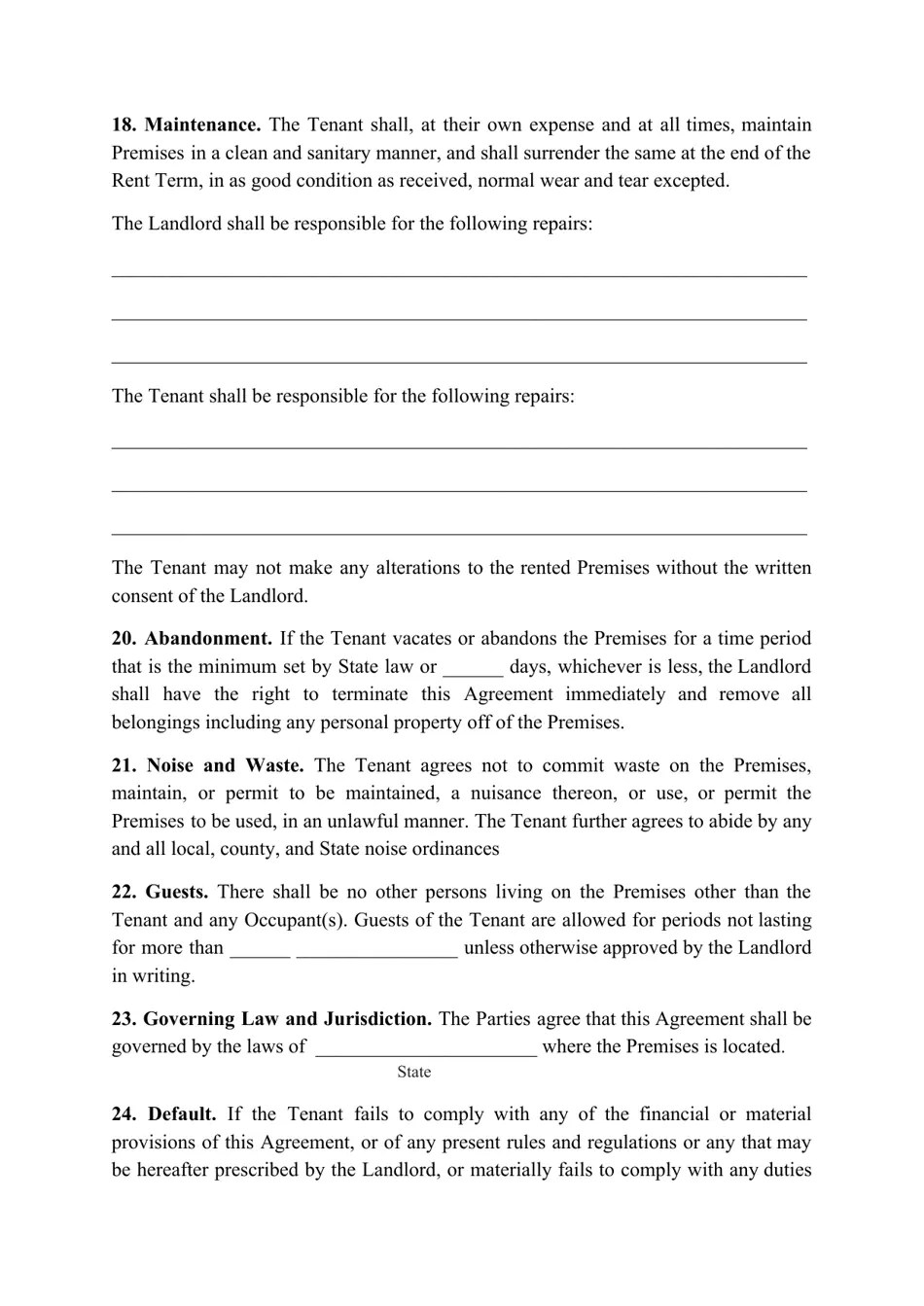 North Carolina Residential Rental Agreement Template Fill Out, Sign