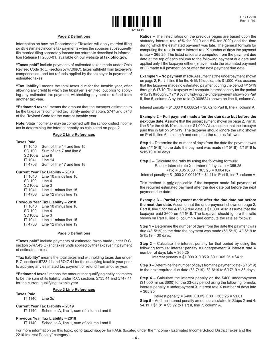 Form IT/SD2210 Download Fillable PDF or Fill Online Interest Penalty on
