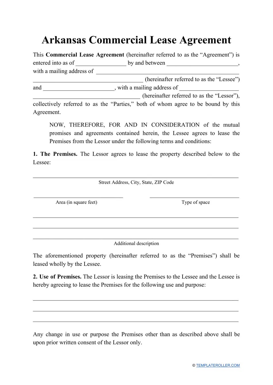 Arkansas Commercial Lease Agreement Template Fill Out, Sign Online