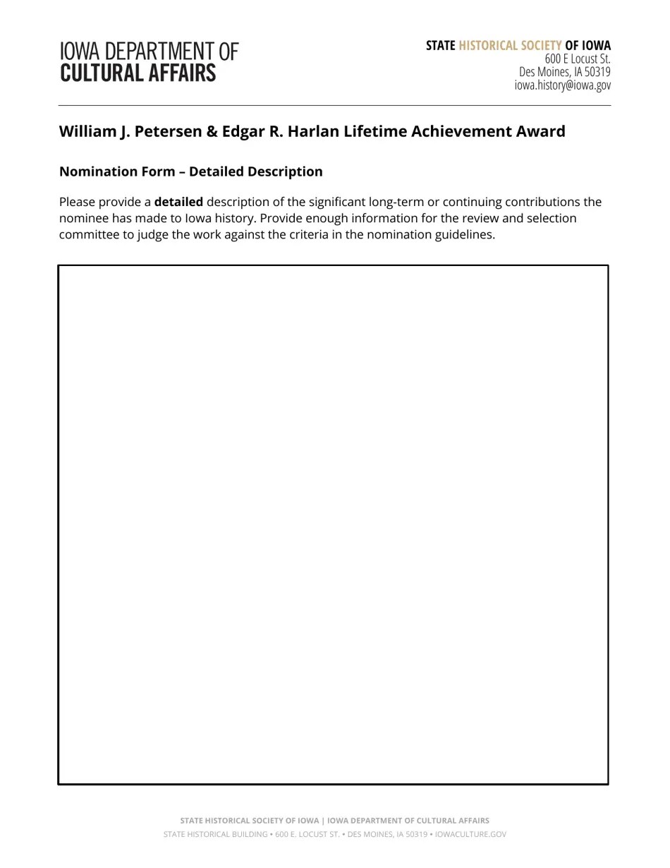 Iowa William J. Petersen & Edgar R. Harlan Lifetime Achievement Award