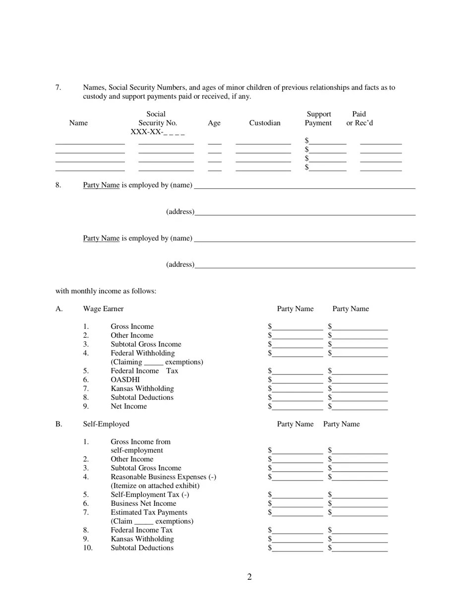 Kansas Domestic Relations Affidavit Download Fillable PDF Templateroller