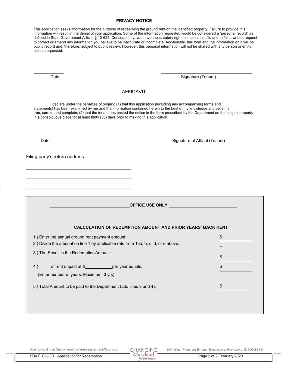 Form SDAT_CHGR Fill Out, Sign Online and Download Printable PDF