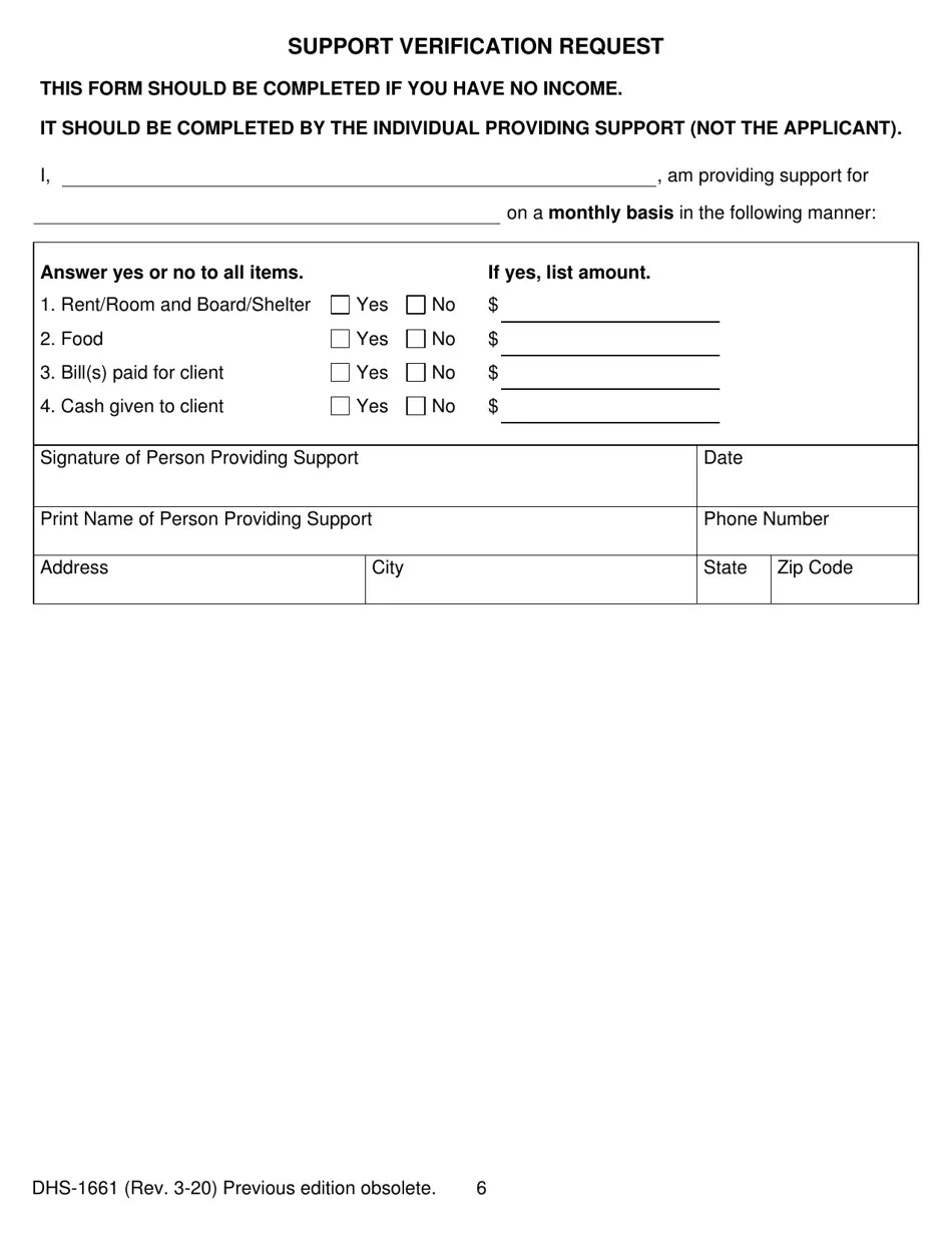 Form DHS1661 Fill Out, Sign Online and Download Printable PDF