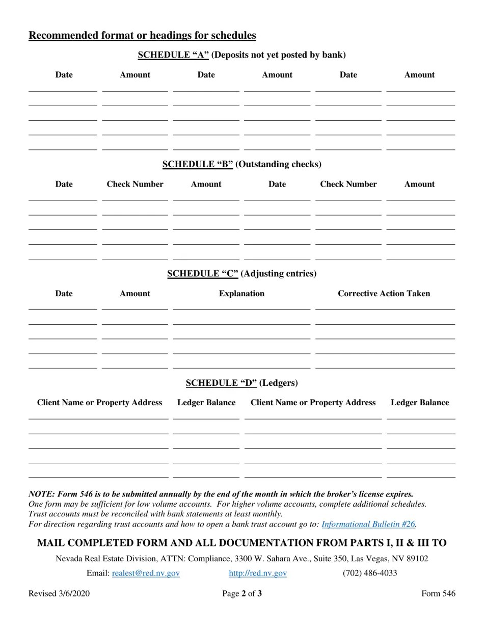 Form 546 Download Fillable PDF or Fill Online Trust Account