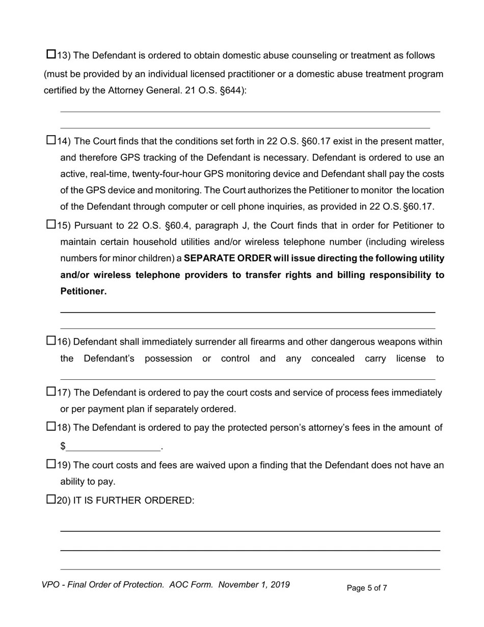 Oklahoma Order of Protection Fill Out, Sign Online and Download PDF Templateroller
