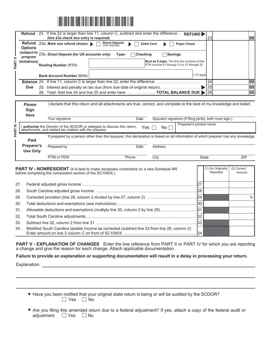 Form SC1040X Download Printable PDF or Fill Online Amended Individual