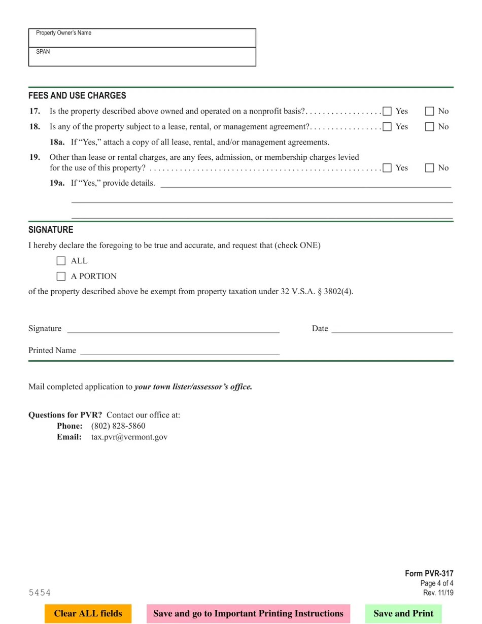 VT Form PVR317 Download Fillable PDF or Fill Online Vermont Property