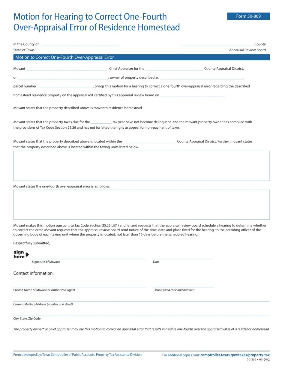 Form 50869 Fill Out, Sign Online and Download Fillable PDF, Texas