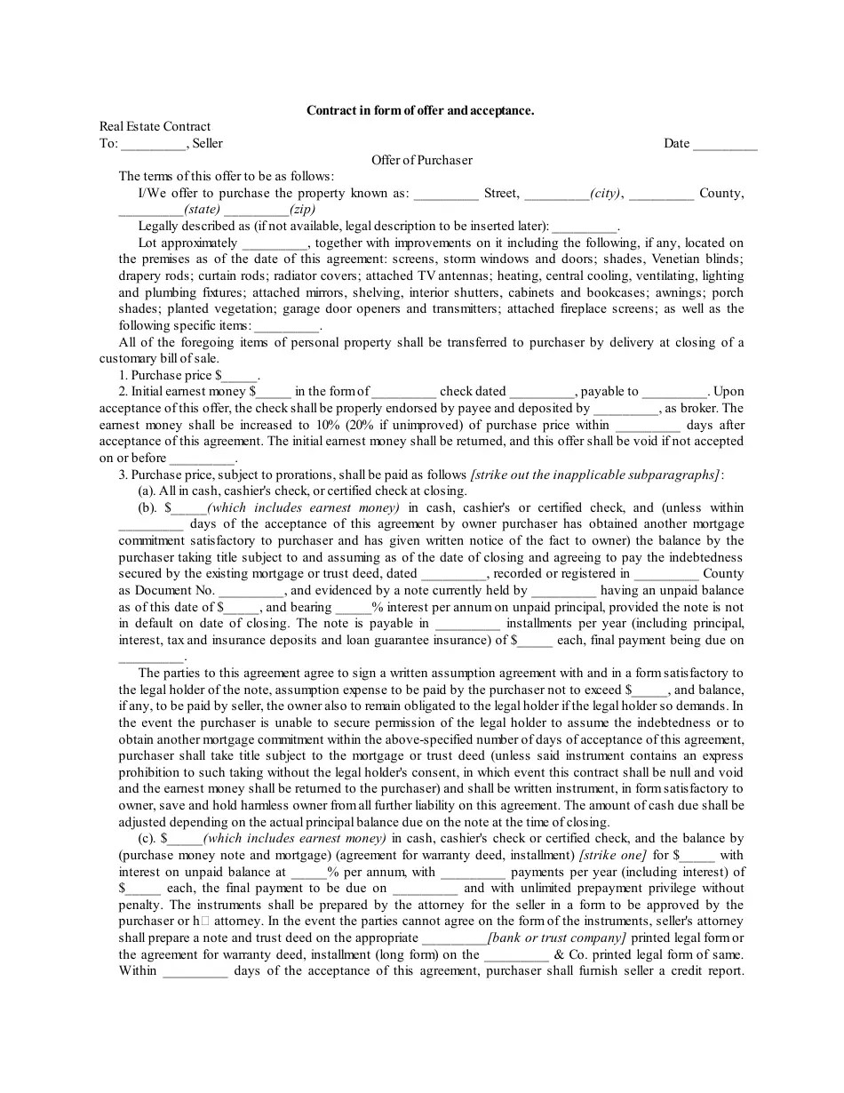 Real Estate Contract Template Fill Out, Sign Online and Download PDF