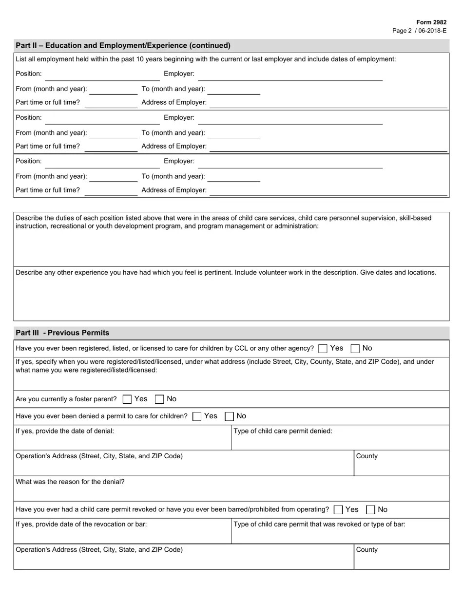 Form 2982 Fill Out, Sign Online and Download Fillable PDF, Texas