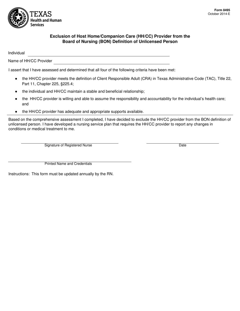 Form 8495 Fill Out, Sign Online and Download Fillable PDF, Texas