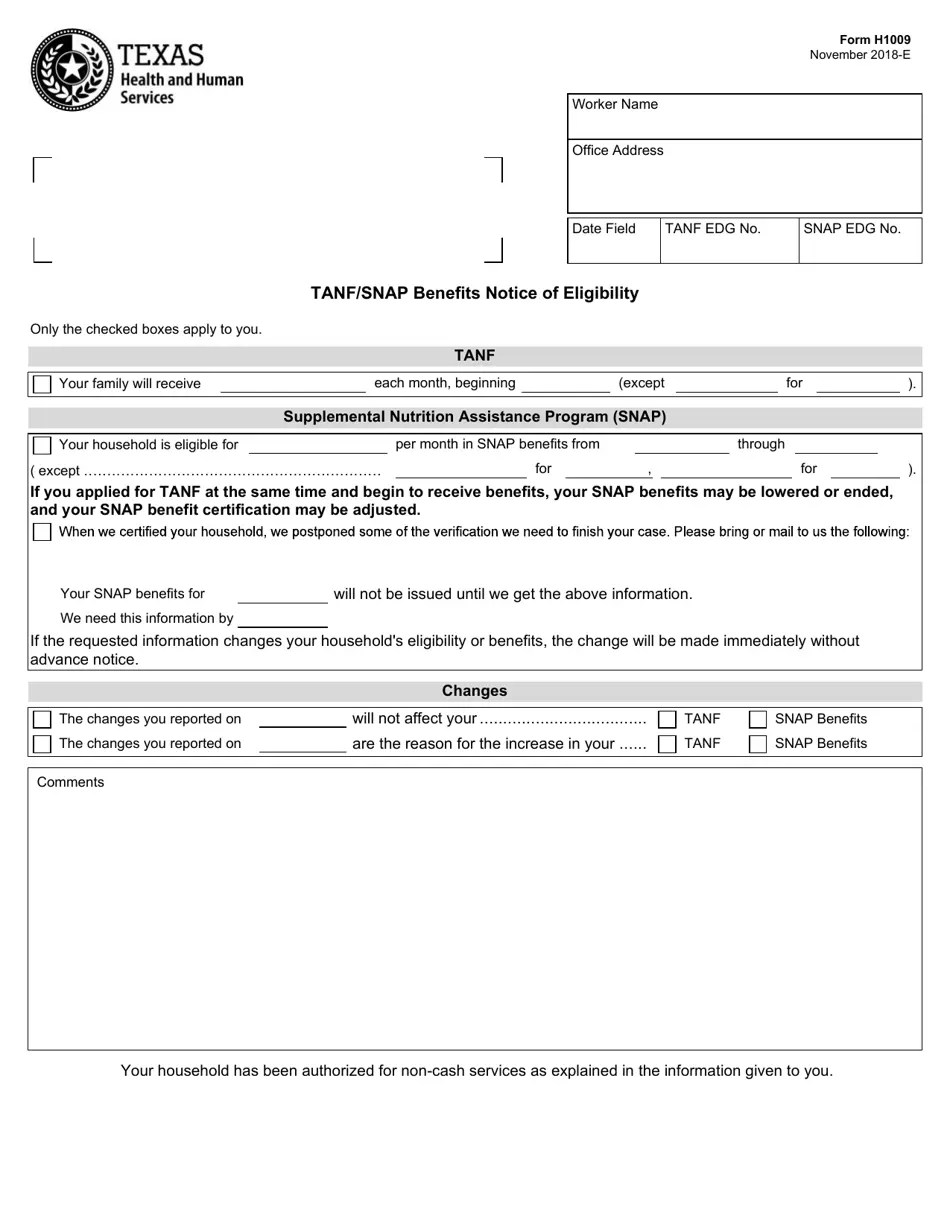 Form H1009 Fill Out, Sign Online and Download Fillable PDF, Texas Templateroller