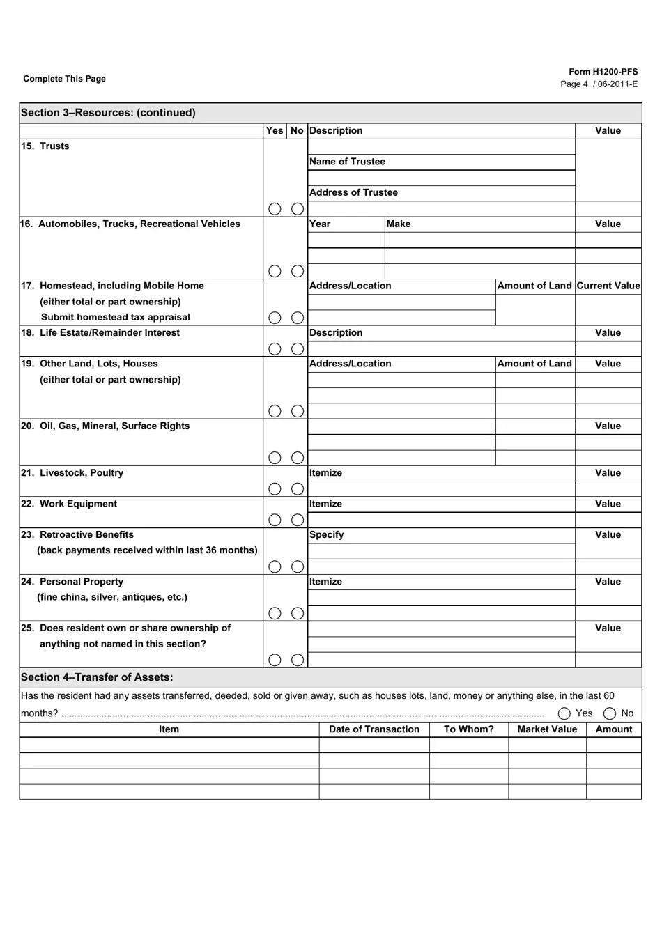 Form H1200PFS Fill Out, Sign Online and Download Fillable PDF, Texas