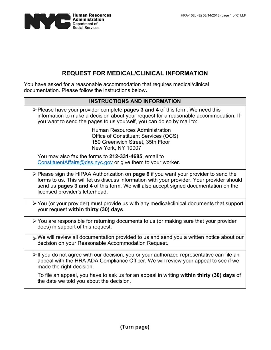 Form HRA102D Fill Out, Sign Online and Download Printable PDF, New
