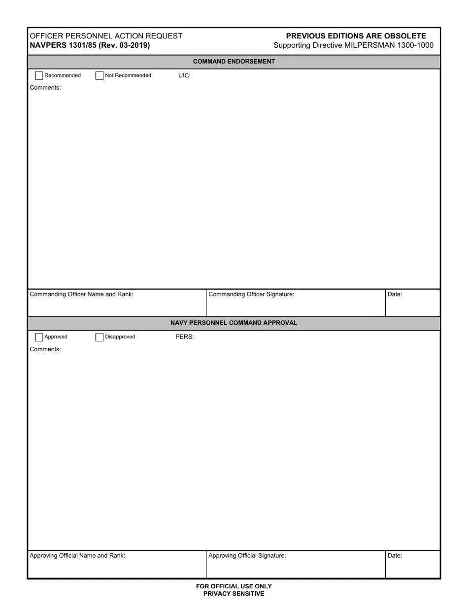 NAVPERS Form 1301/85 Fill Out, Sign Online and Download Fillable PDF Templateroller