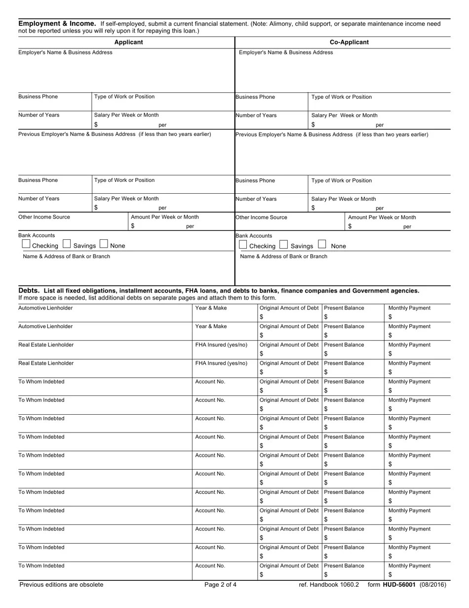 Form HUD56001 Fill Out, Sign Online and Download Fillable PDF
