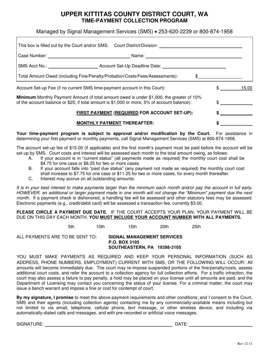 Kittitas County, Washington TimePayment Collection Application Fill