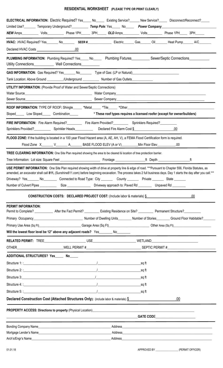 Volusia County, Florida Residential & Mobile Home Permit Application