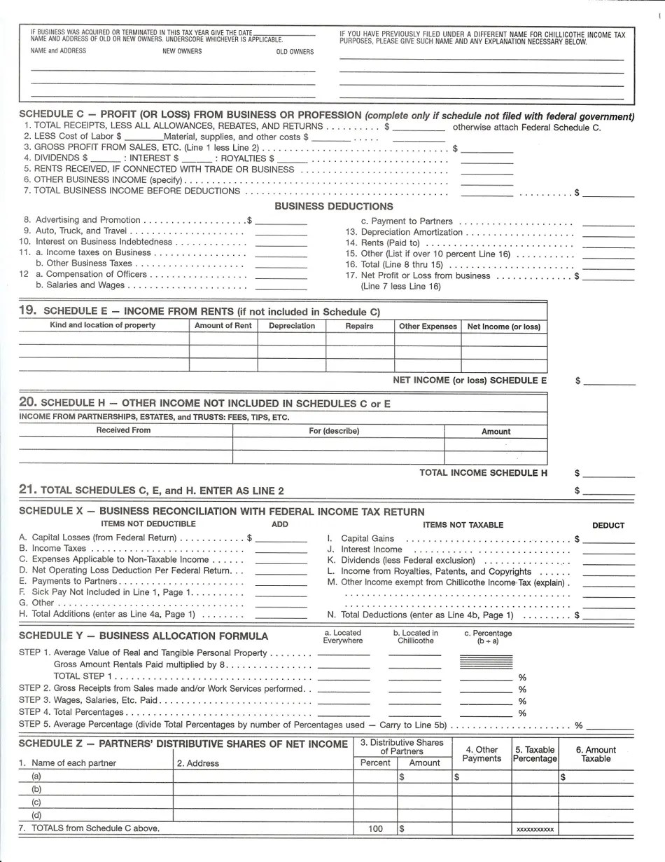 City of Chillicothe, Ohio Chillicothe Tax Return Fill Out