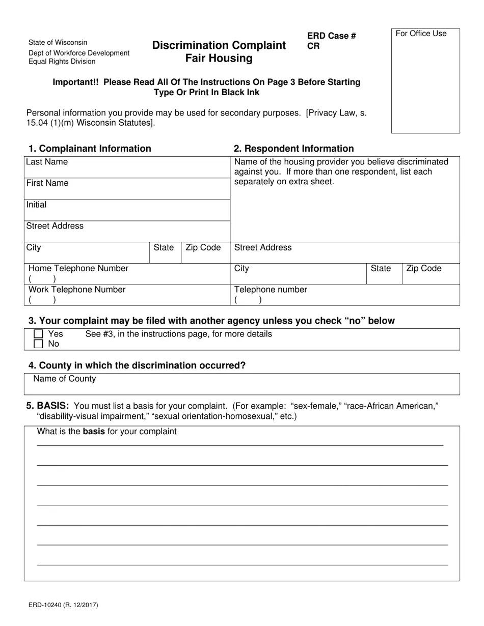 Form ERD10240 Fill Out, Sign Online and Download Printable PDF