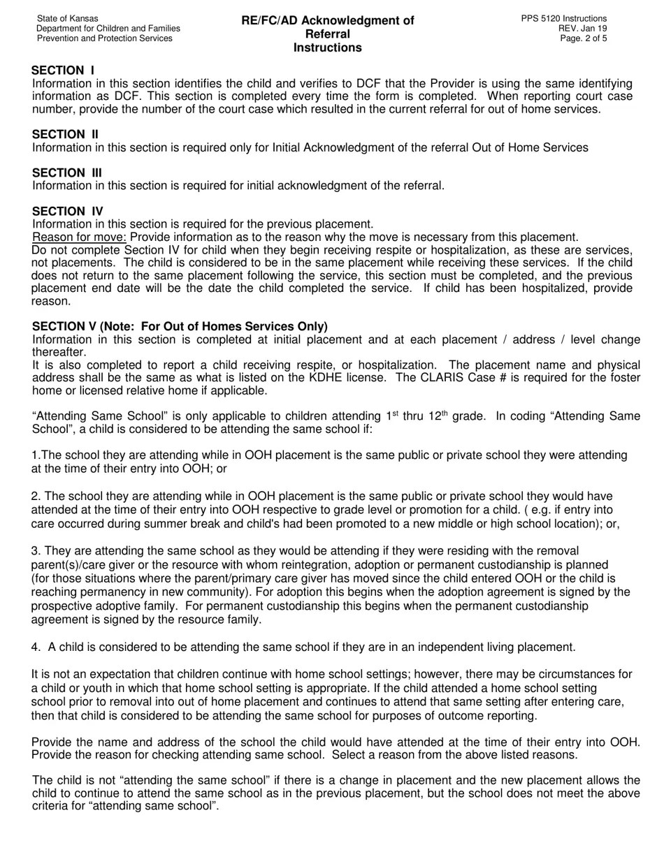 Download Instructions for Form PPS5120 Re/FC/Ad Acknowledgment of
