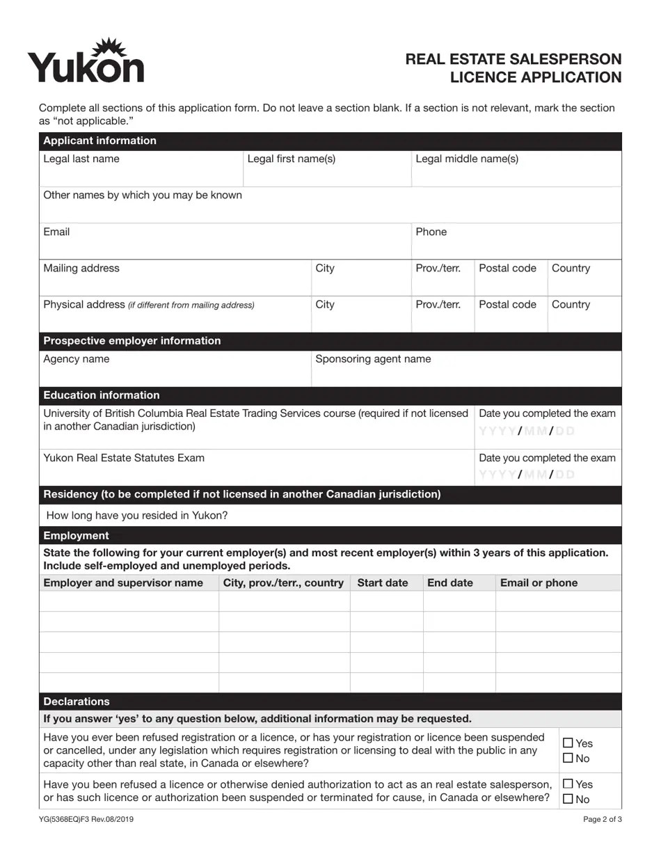 Form YG5368 Download Fillable PDF or Fill Online Real Estate