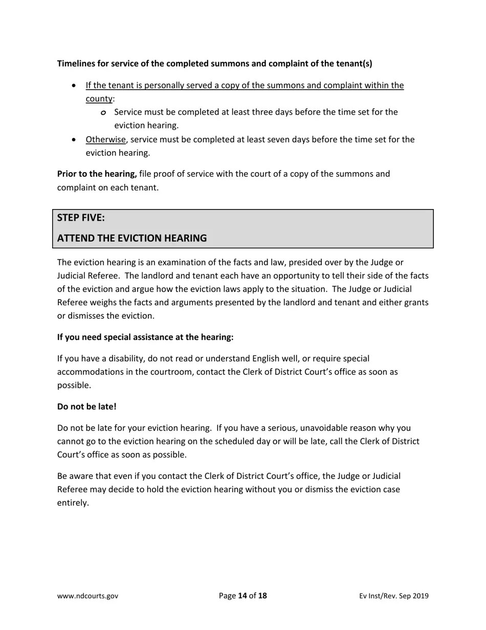 North Dakota Instructions for Eviction Forms Fill Out, Sign Online